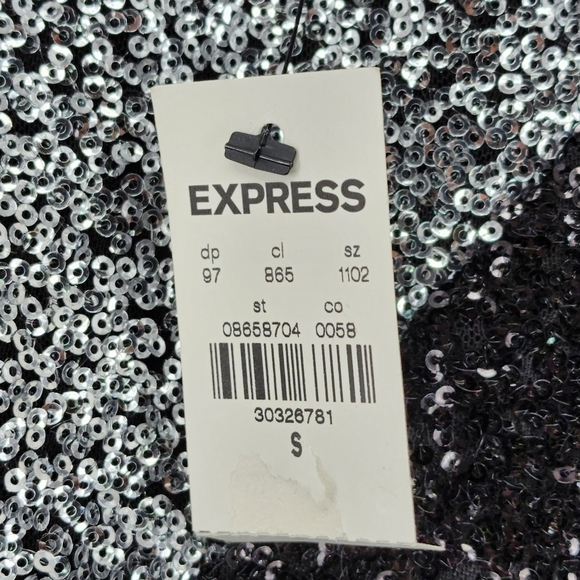 Express Women's Color Block Sequin Strong Shoulder Thong Bodysuit - Picture 8 of 8